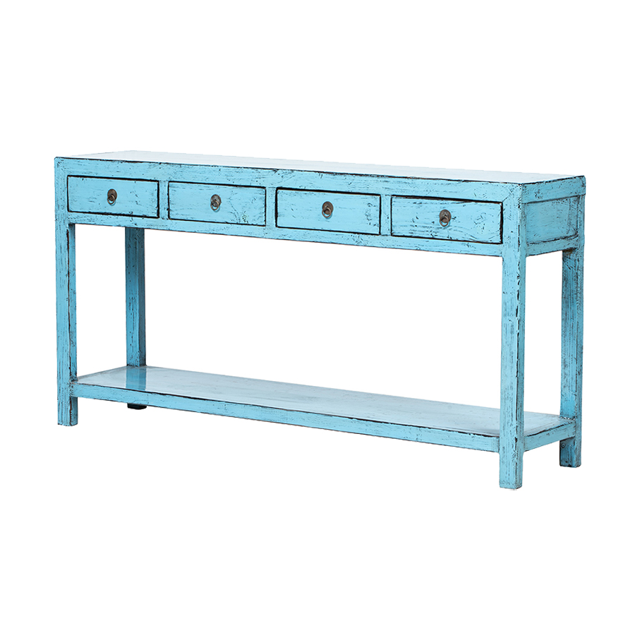 Consola azul 4 cajones