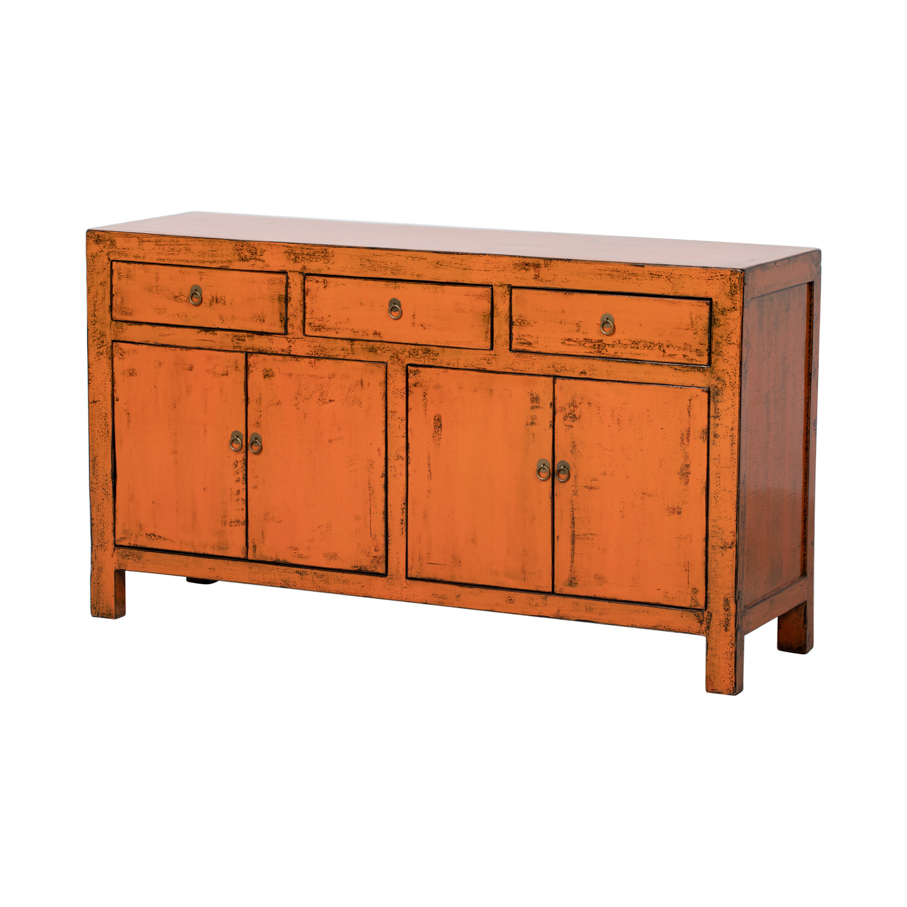 Cómoda naranja 3 cajones 4 puertas