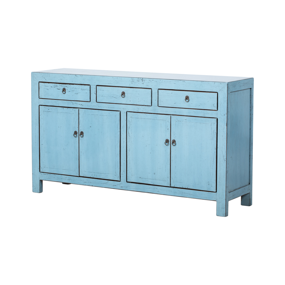 Cómoda azul 3 cajones 4 puertas