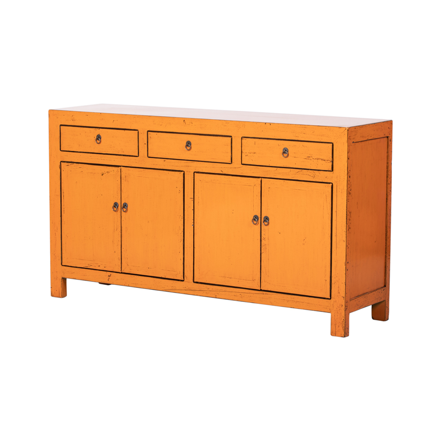 Cómoda naranja 3 cajones 4 puertas