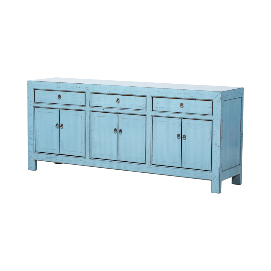 Cómoda azul 3 cajones 6 puertas