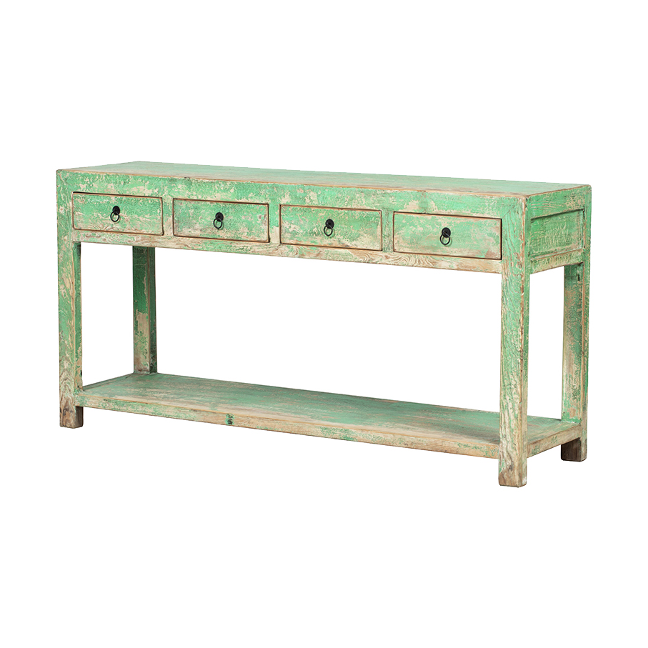 Consola verde 4 cajones