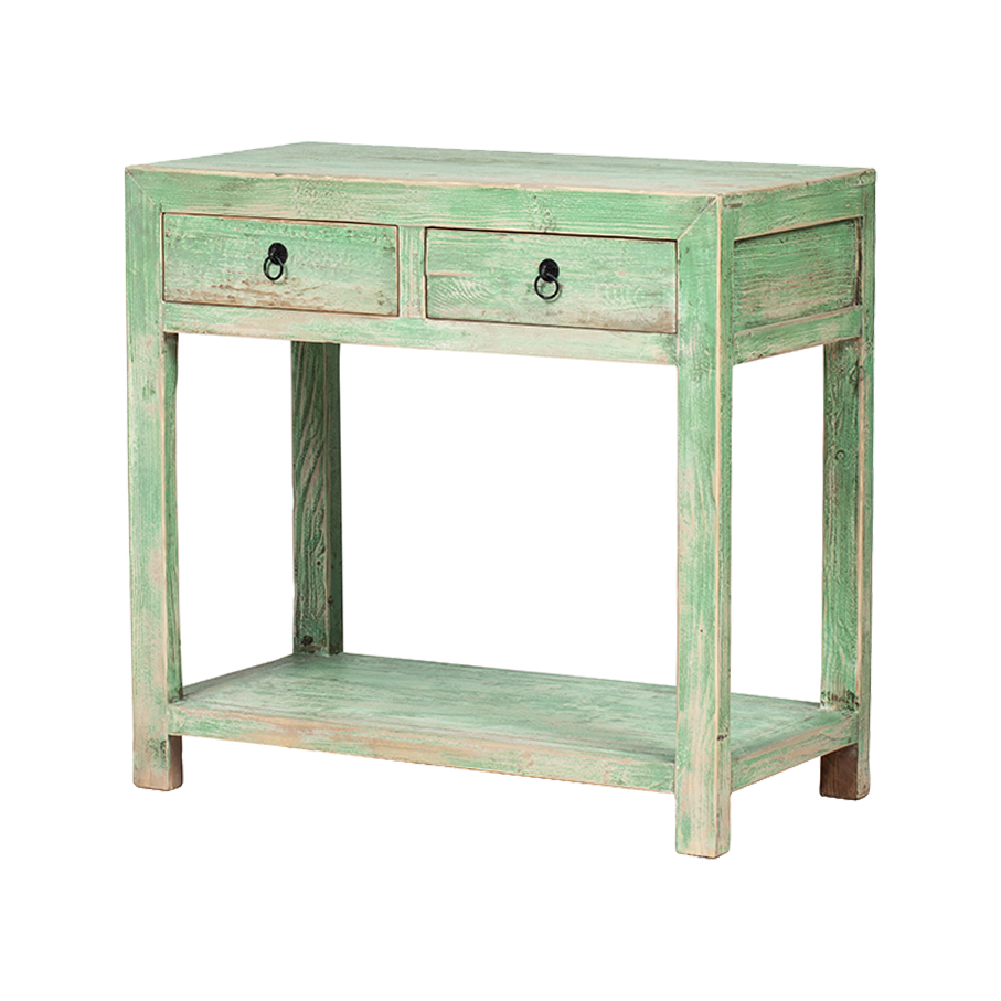 Consola verde 2 cajones