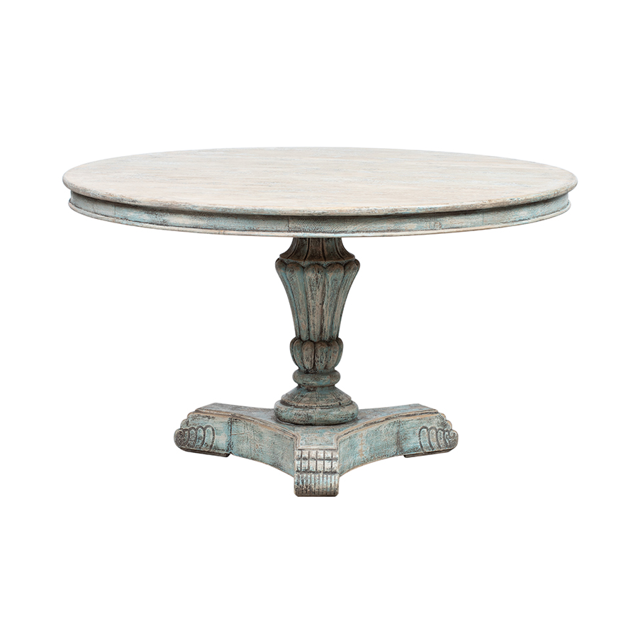 Mesa comedor redonda azul