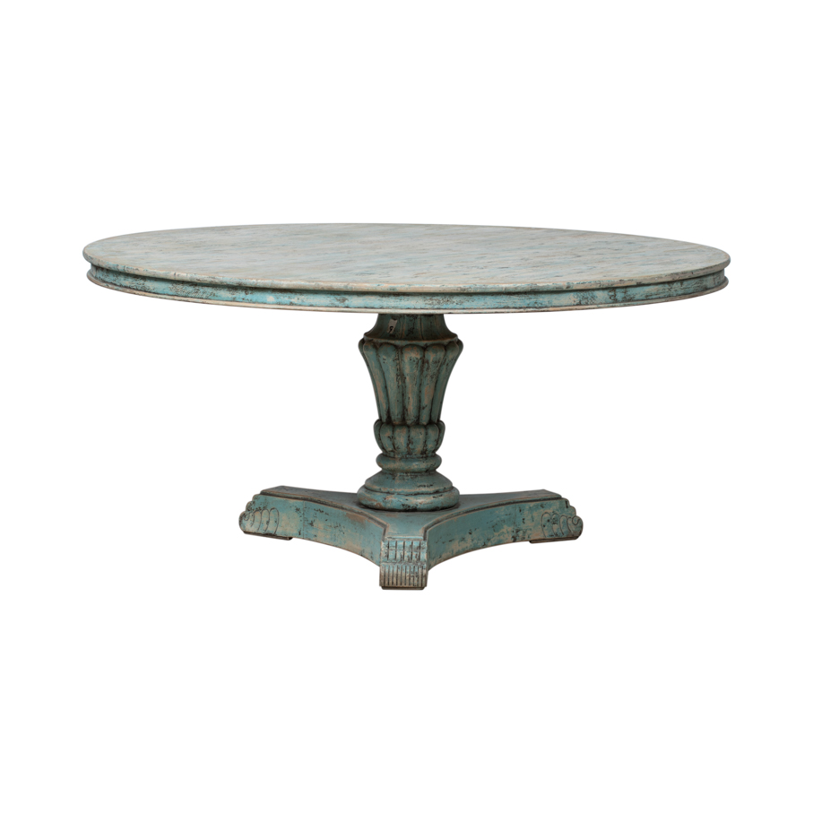 Mesa comedor redonda azul