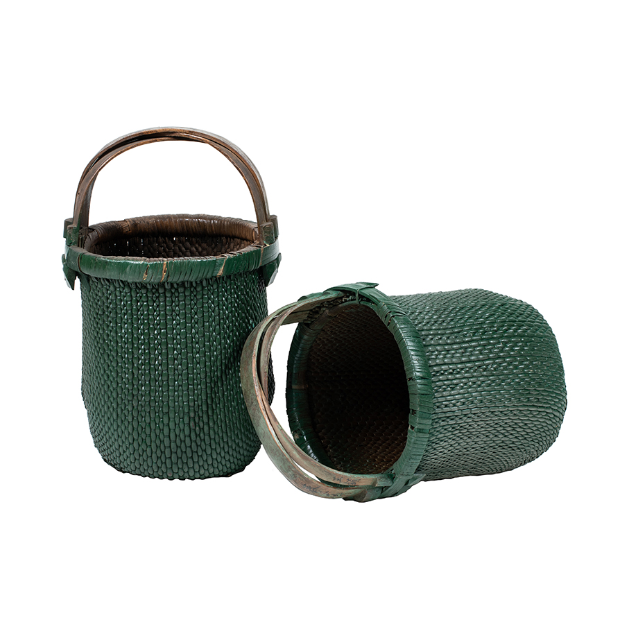 Cesta mimbre verde