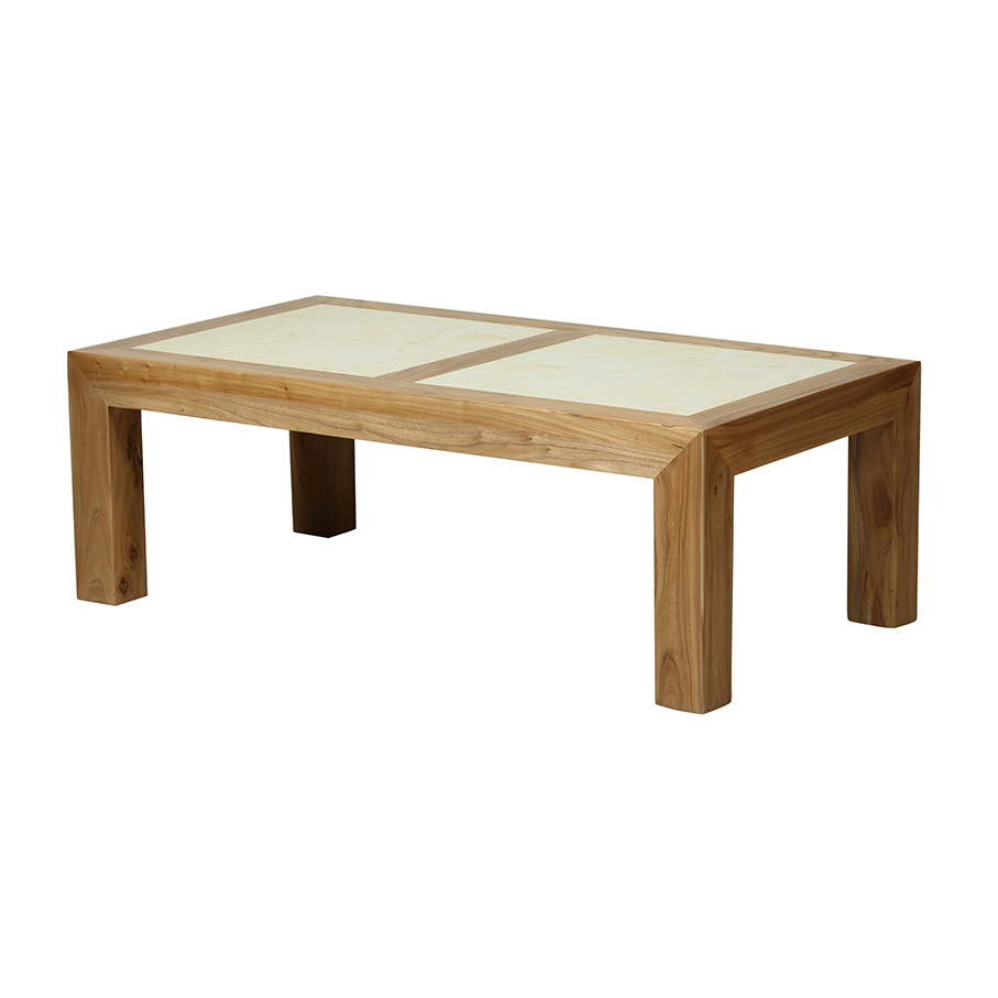 Mesa centro madera con piedra