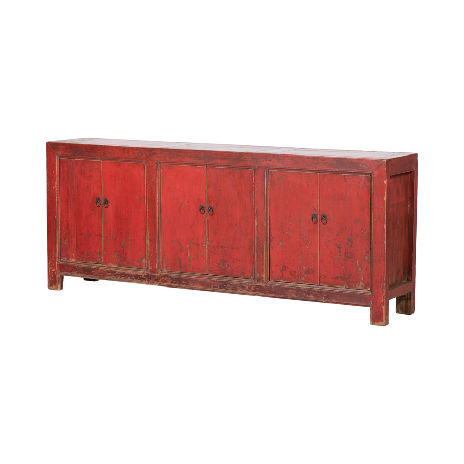 Cómoda rojo 6 puertas