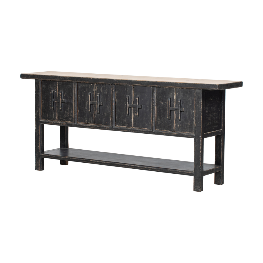 Consola negra 8 puertas
