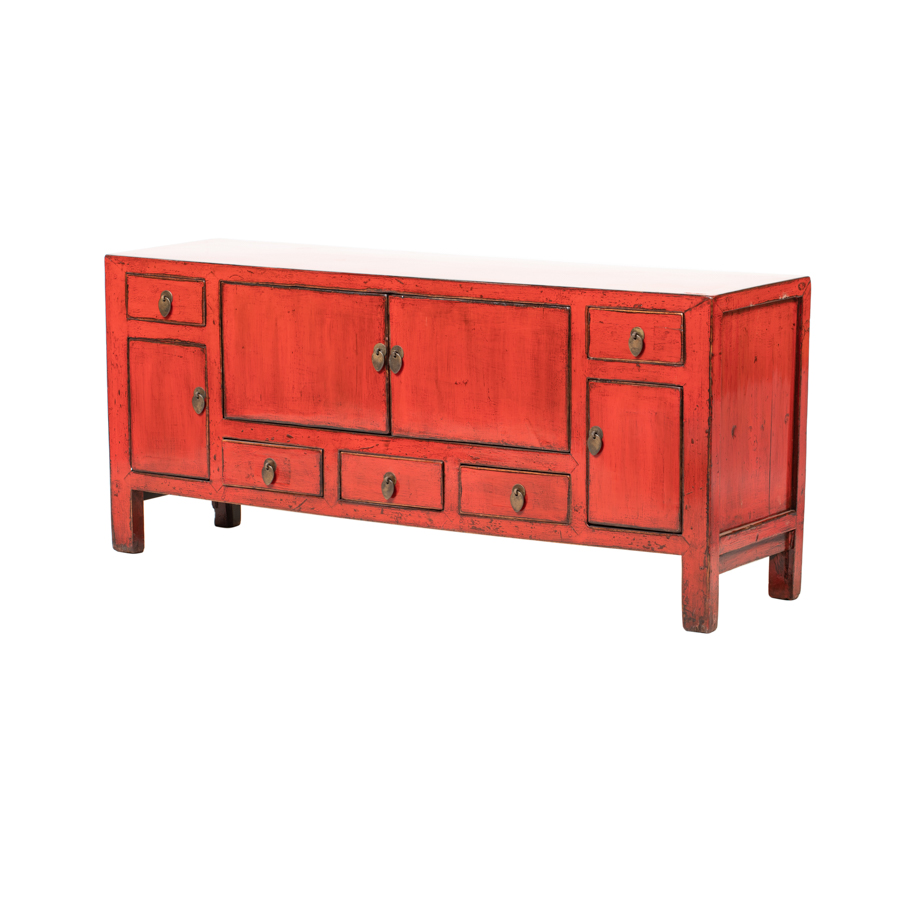 Piecero rojo 4 puertas 5 cajones