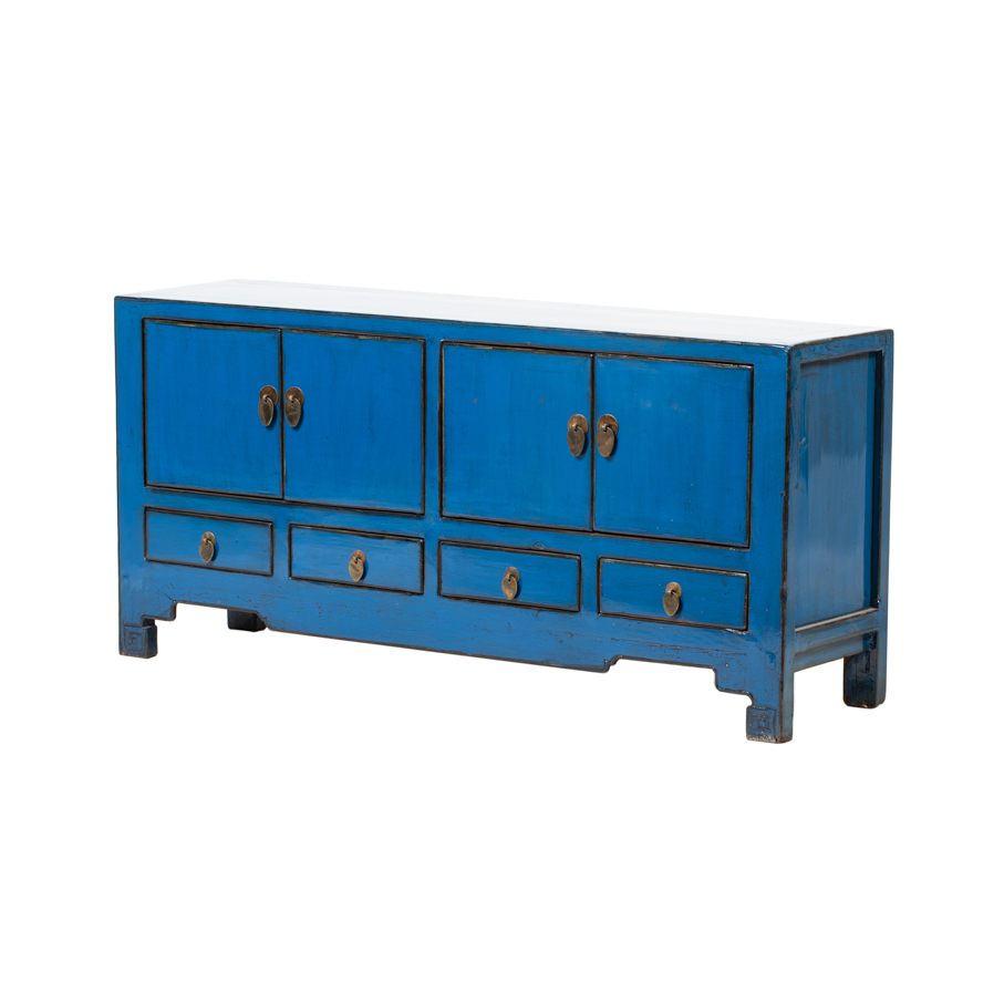 Piecero azul 4 puertas 4 cajones