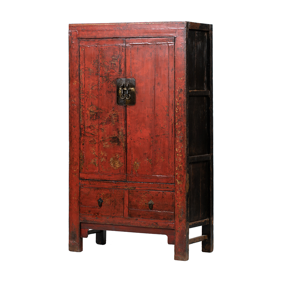 Armario rojo 2 puertas 2 cajones