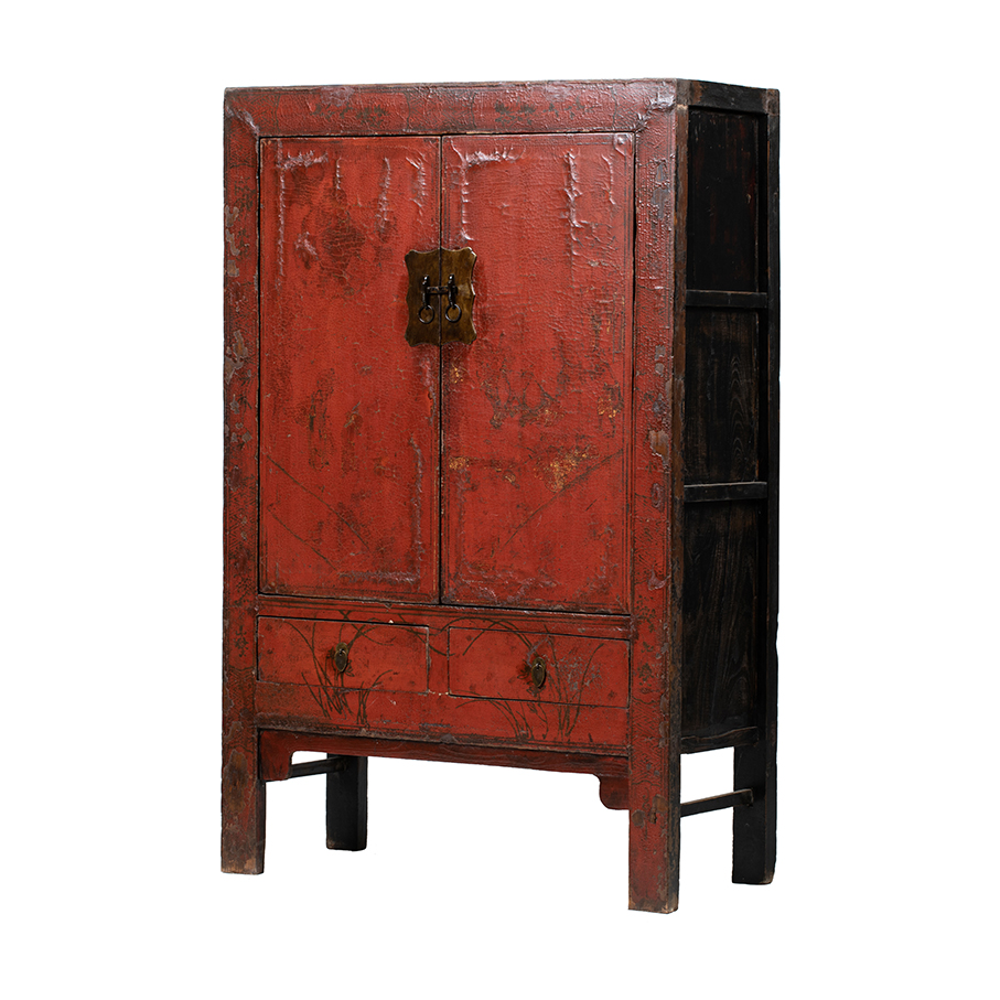 Armario rojo 2 puertas 2 cajones