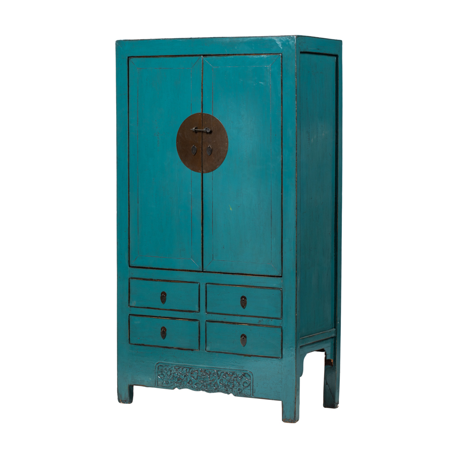 Armario azul 2 puertas 4 cajones