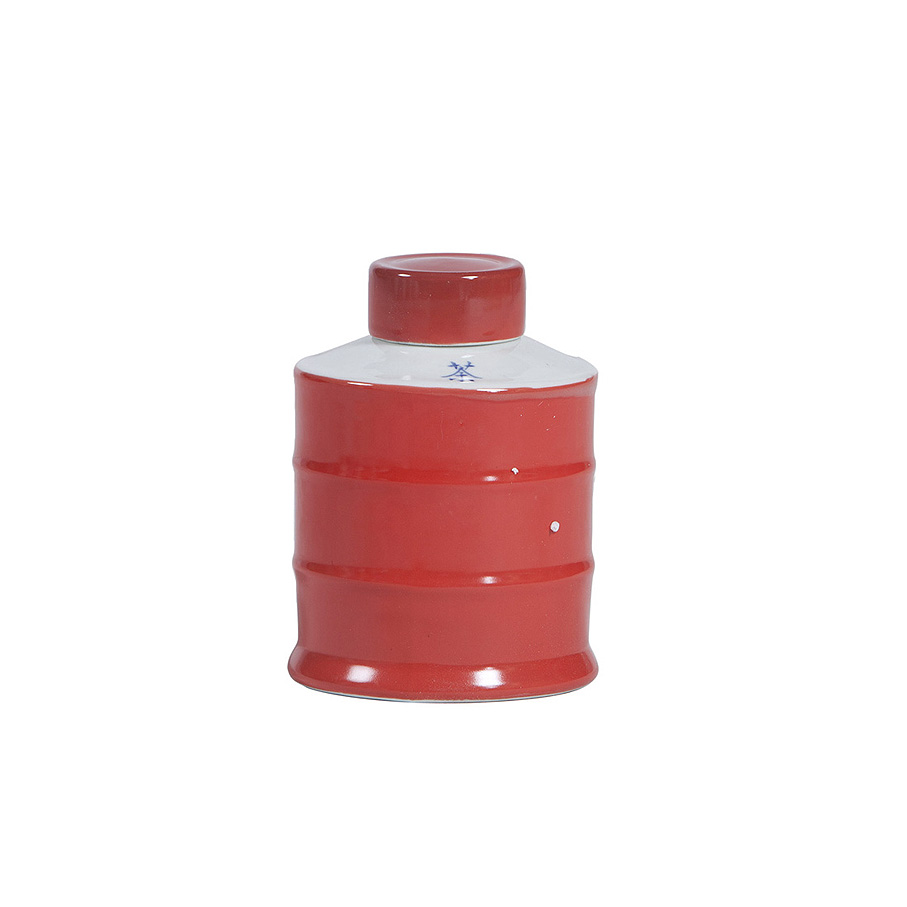 Cerámica rojo con tapa